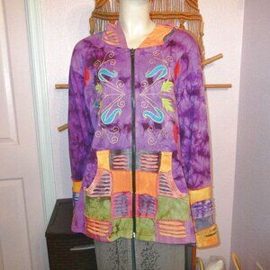 Rising International Jacket Size XXL Patchwork Embroidered Hoodie Hippie Boho